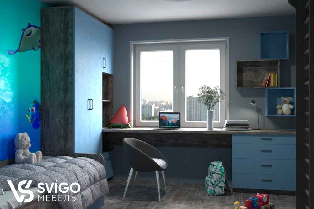 Купить Проект детской комнаты со столом, кроватью и шкафом под заказ, цена от 2432 руб., в рассрочку. Столы в Гомеле и Речице.