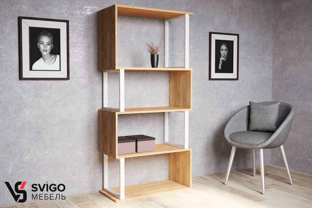 Купить Стильный белый стеллаж Snake под заказ, цена от 450 руб., в рассрочку. Мебель LOFT в Гомеле и Речице.