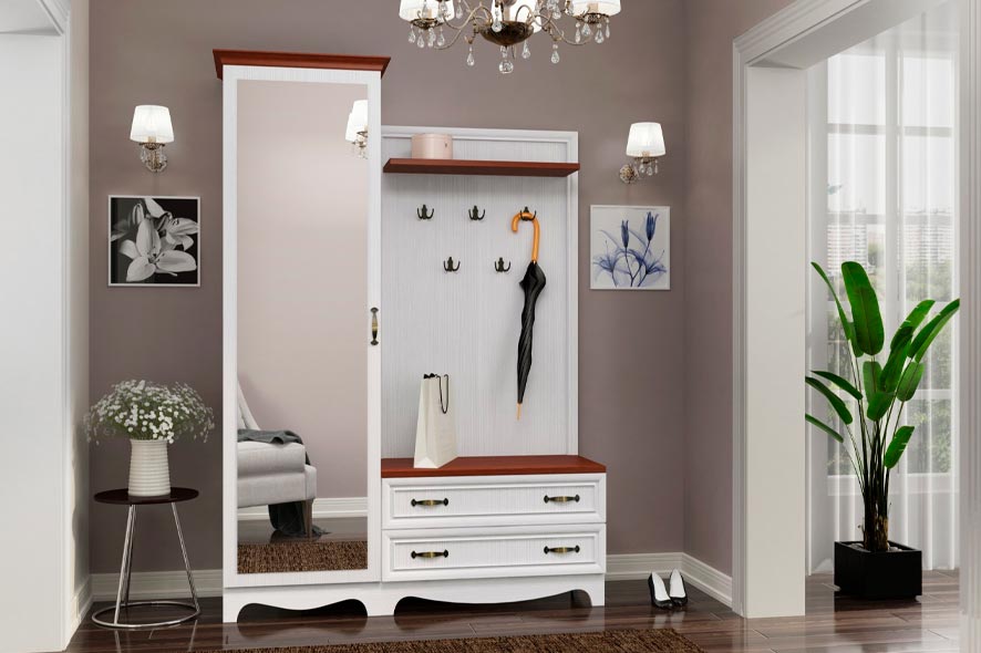 Купить Цельная прихожая с банкеткой и большим зеркалом под заказ, цена от 0 руб., в рассрочку. Комплекты мебели в Гомеле и Речице.