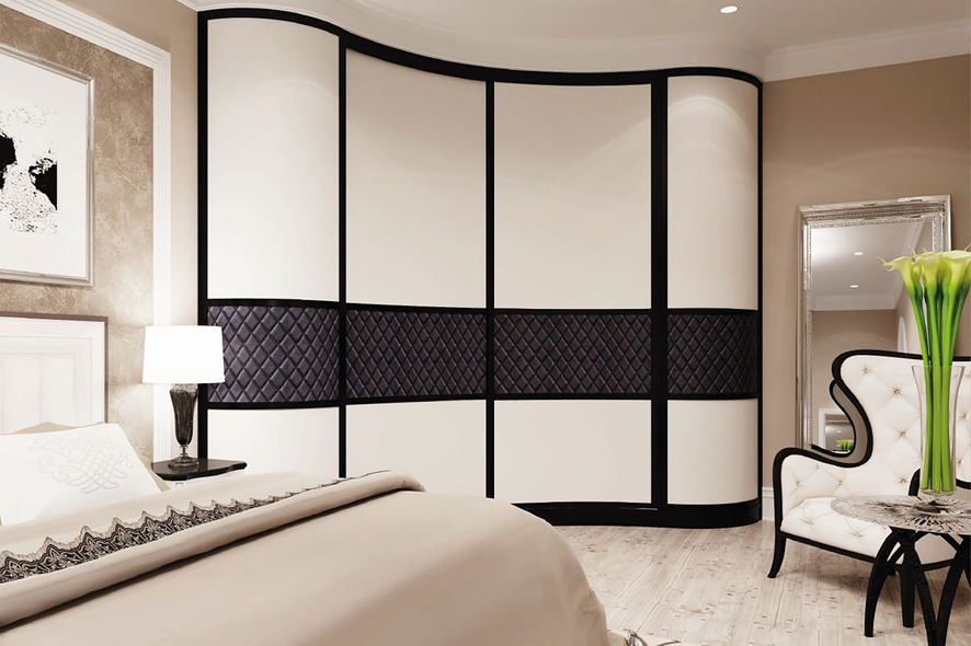 Купить Радиусный шкаф со стеганой вставкой под заказ, цена от 3760 руб., в рассрочку. Шкафы-купе в Гомеле и Речице.