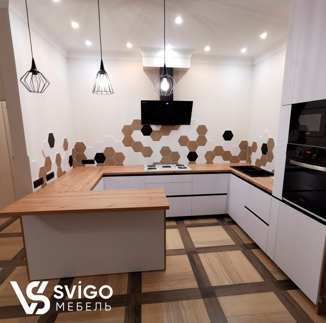 Купить П-образная кухня "Krisp" под заказ, цена от 0 руб., в рассрочку. Кухни в Гомеле и Речице.