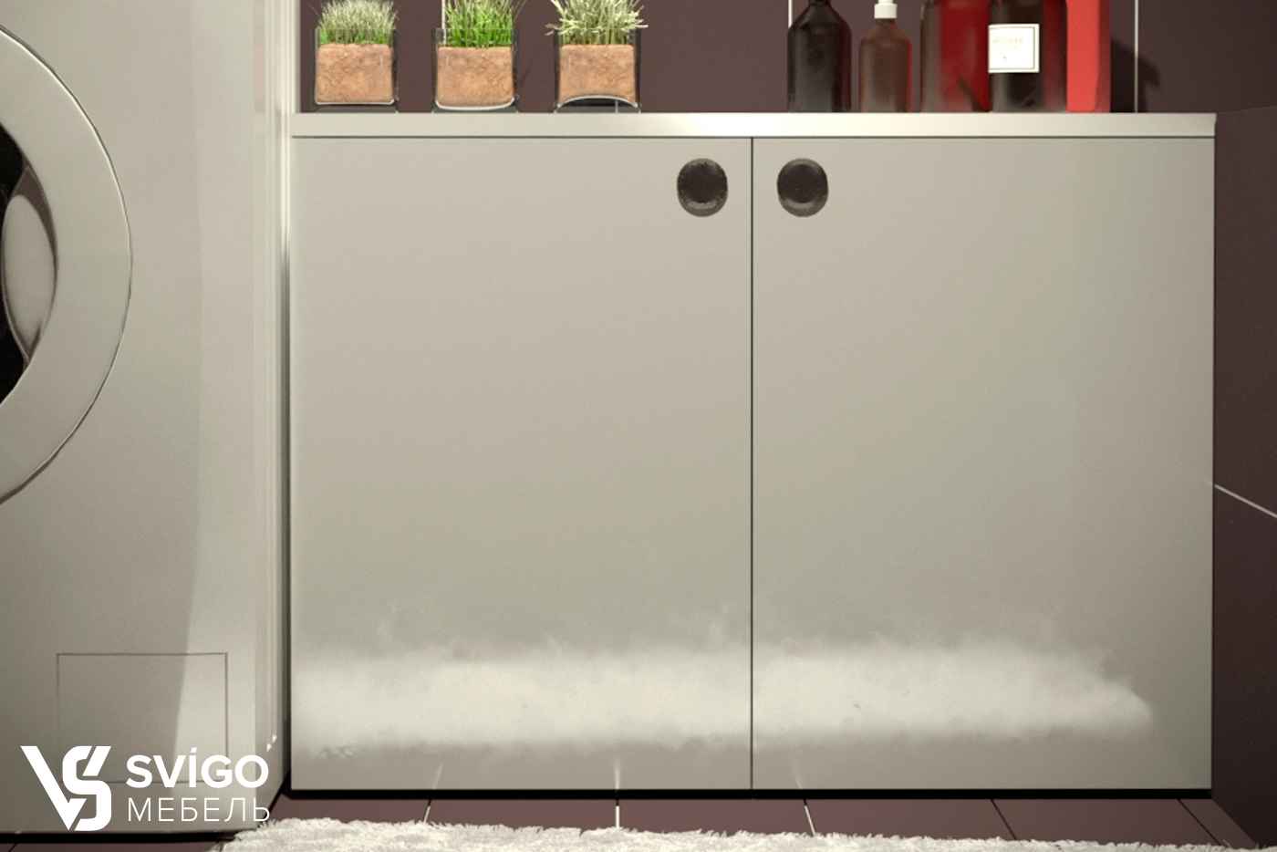 Купить Компактная тумба для ванной в стиле металлик под заказ, цена от 320 руб., в рассрочку. Мебель для ванной в Гомеле и Речице.