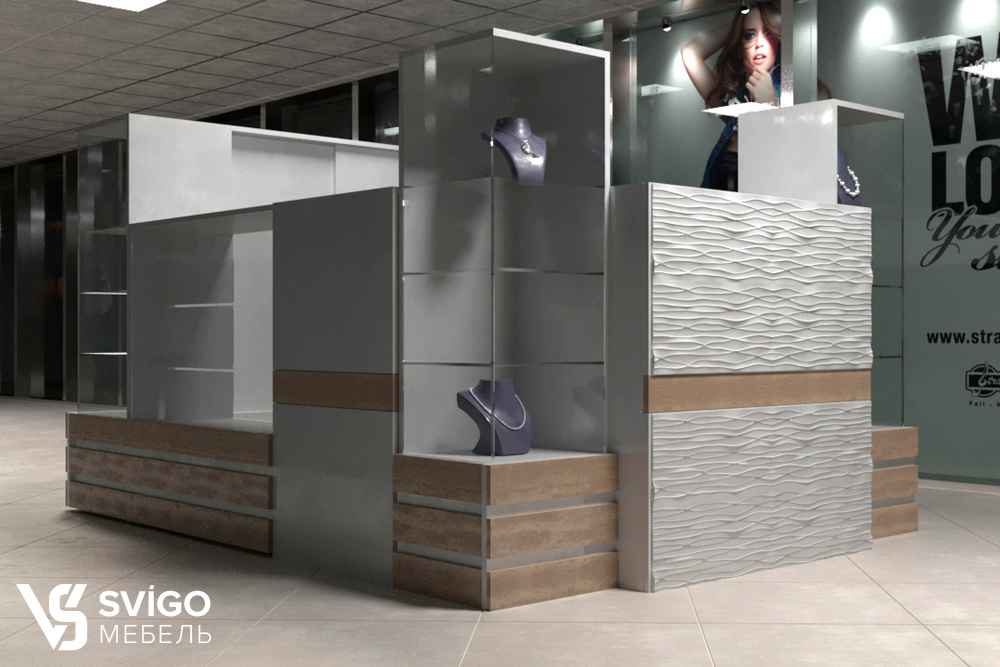 Купить Торговый остров по индивидуальному проекту для ТРЦ "Секрет" под заказ, цена от 7968 руб., в рассрочку. Полки, стеллажи в Гомеле и Речице.