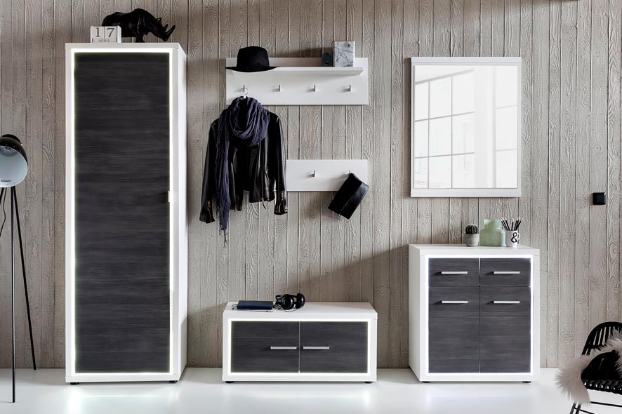 Купить Модульная прихожая с подсветкой под заказ, цена от 0 руб., в рассрочку. Комплекты мебели в Гомеле и Речице.