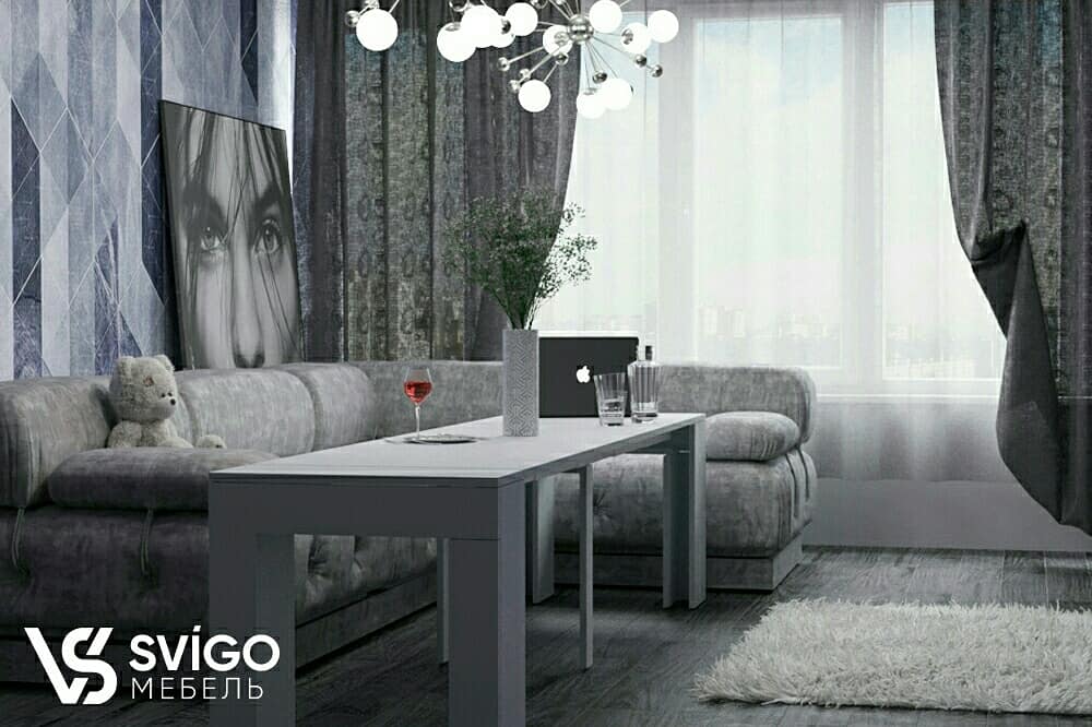 Купить Стол раздвижной безцарговый "Grey daze" под заказ, цена от 580 руб., в рассрочку. Столы в Гомеле и Речице.