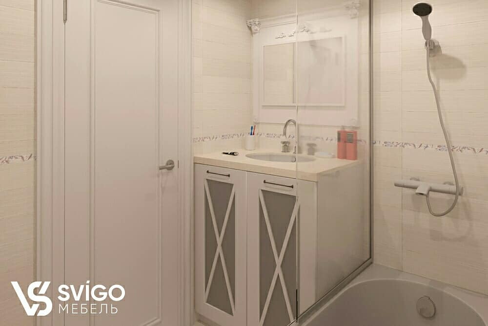 Купить Белая тумба в стиле модерн "Crafto" под заказ, цена от 0 руб., в рассрочку. Мебель для ванной в Гомеле и Речице.